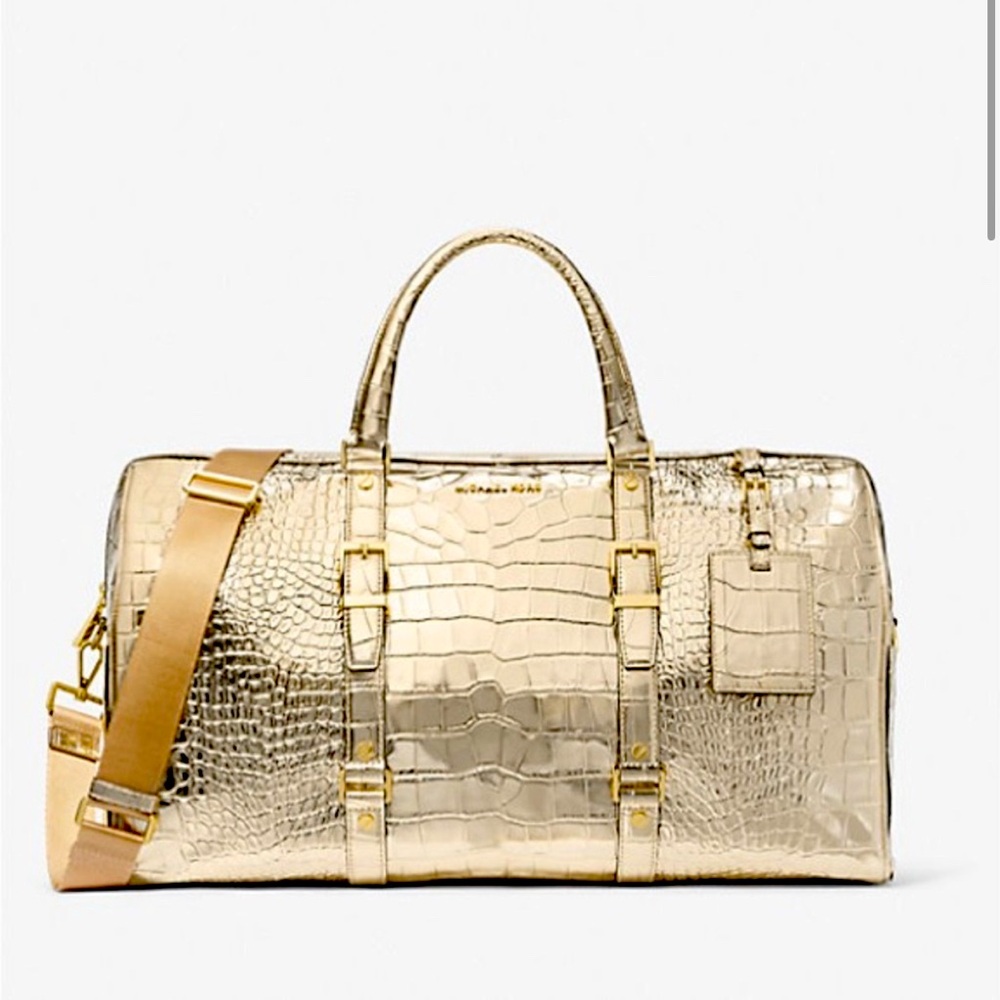 MK - Bedford Travel XL Metallic Crocodile Embossed Leather Weekender Bag